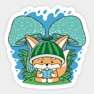 Fox reading book Sticker